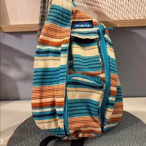 KAVU Mini Teal & Orange Stripe Sling Bag